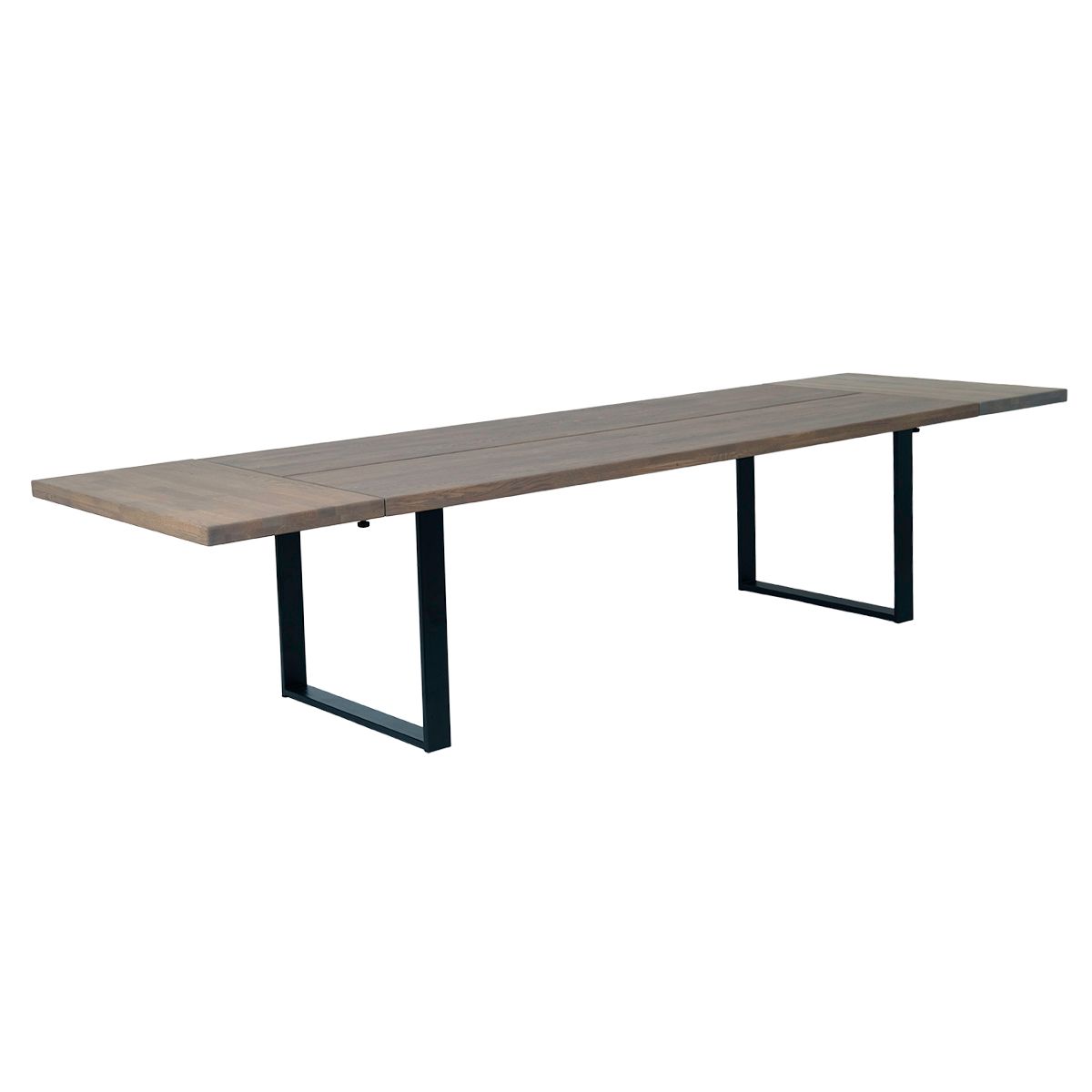 Aspen avlangt spisebord (100x240(340) med tilleggsplater.Gråoljet heltre eik