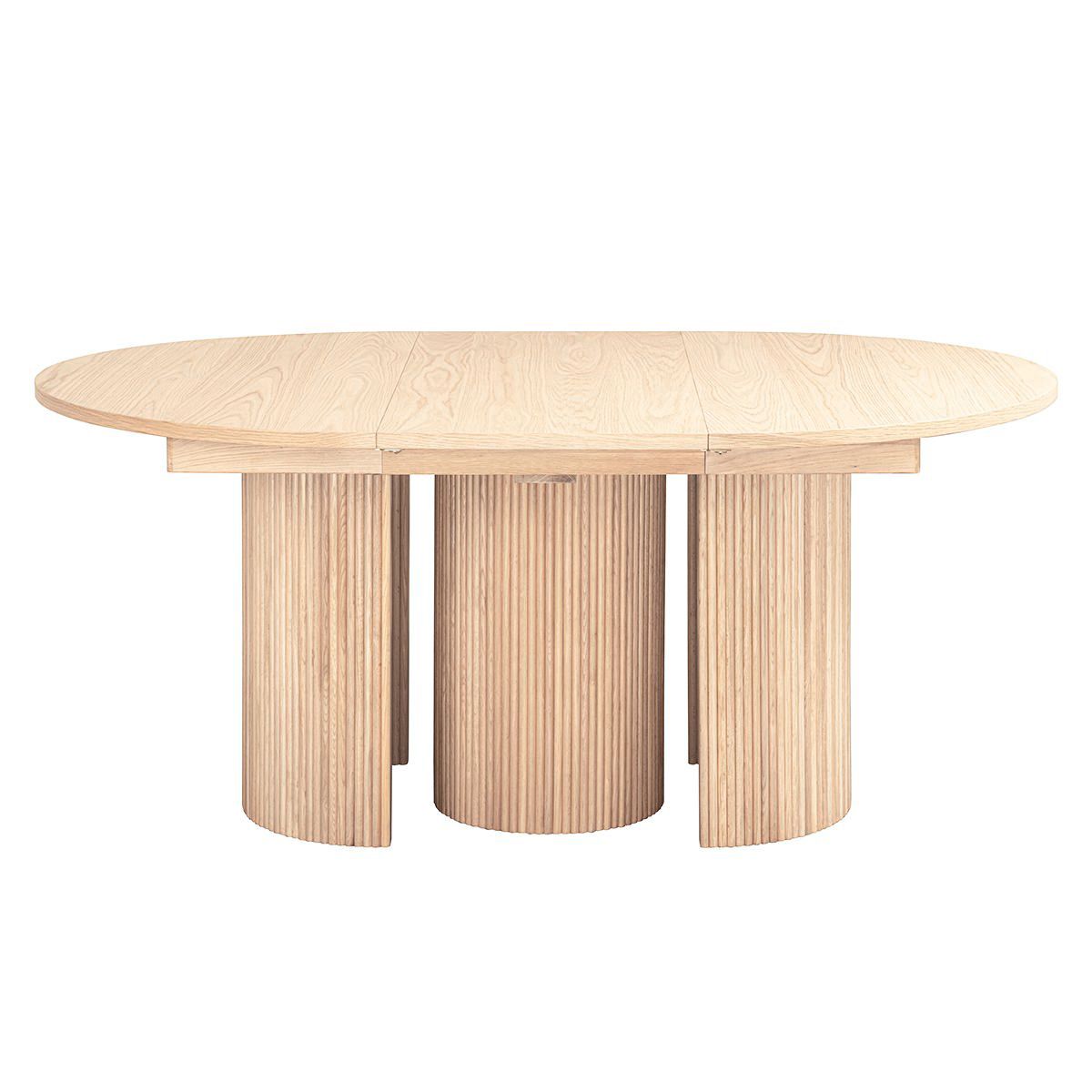 Noor rundt spisebord ø135 (435) med 6 tilleggsplater (hvitvasket eik)
