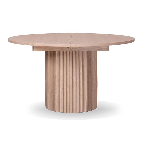 Hovedbilde Noor rundt spisebord ø135 (285) med 3 tilleggsplater (hvitvasket eik)